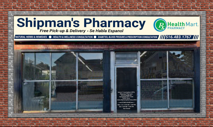 Shipman's Pharmacy storefront, 210 S Franklin St