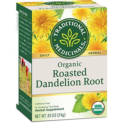 TRADITIONAL MEDICINALS Organic Roasted Dandelion Root 16 BAGS