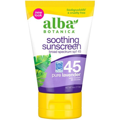 ALBA BOTANICA Pure Lavender SPF45 Sunscreen 4 OZ