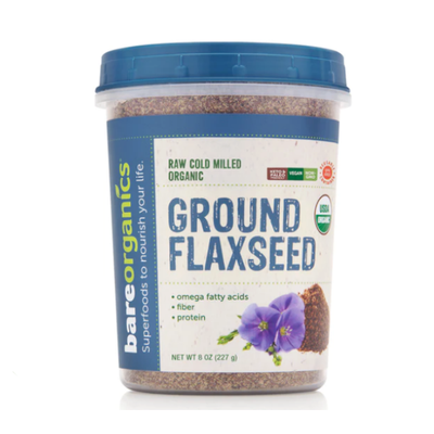 BARE ORGANICS: Organic Cold Milled Ground Flaxseed 8 OZ