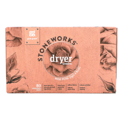 GRAB GREEN Stoneworks Dryer Sheets Rose 80 CT