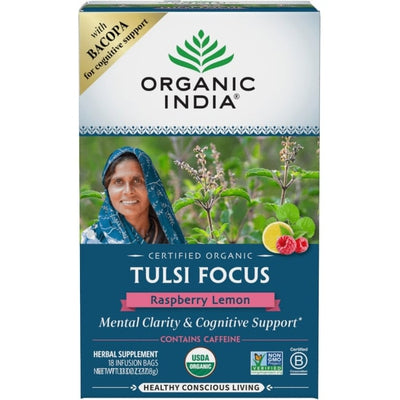 ORGANIC INDIA Tulsi Focus Raspberry Lemon 18 BAG