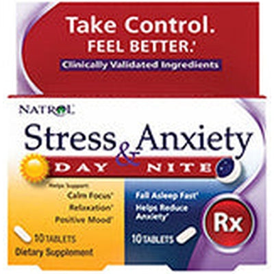 NATROL Stress &amp; Anxiety Day-Night Caps 10+10 C
