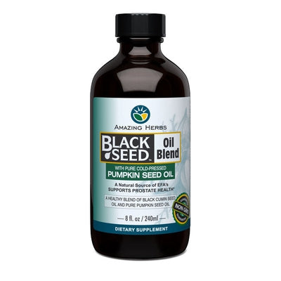 AMAZING HERBS Black Seed w- Pumpkin Seed Oil 8 OZ