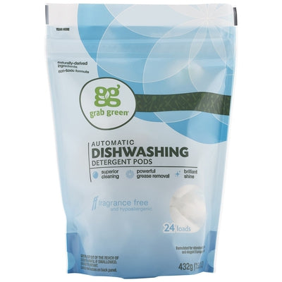 GRAB GREEN Fragrance Free Dishwasher Pods 24 LD