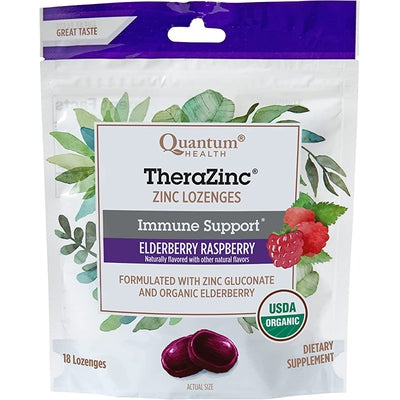 QUANTUM TheraZinc Elder Raspberry Lozenges 18 CT