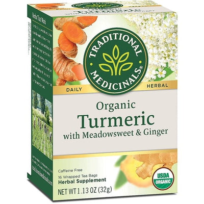 TRADITIONAL MEDICINALS Org Turmeric Meadowsweet Ginger 16 BAGS