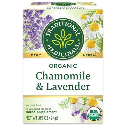 TRADITIONAL MEDICINALS Organic Chamomile w-Lavender 16 BAGS