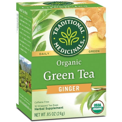 TRADITIONAL MEDICINALS Organic Green w-Ginger 16 BAGS
